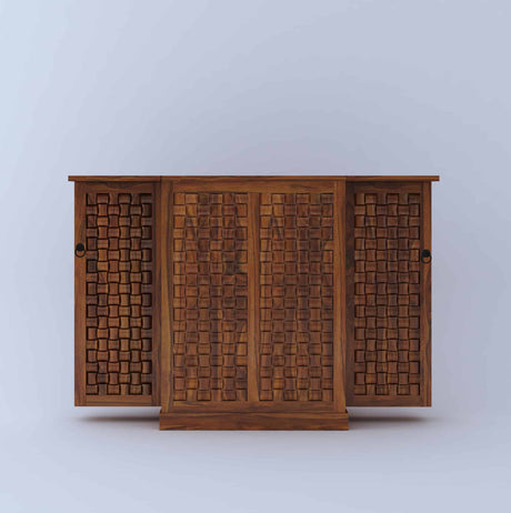 Hawser Solid Sheesham Wood Bar Cabinet - 1 Year Warranty