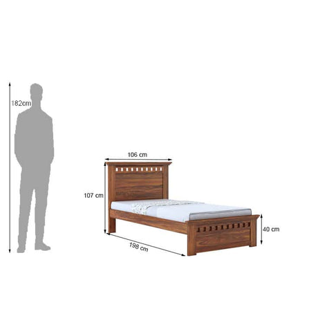 Armania Solid Sheesham Wood Single Size Bed - 1 Year Warranty
