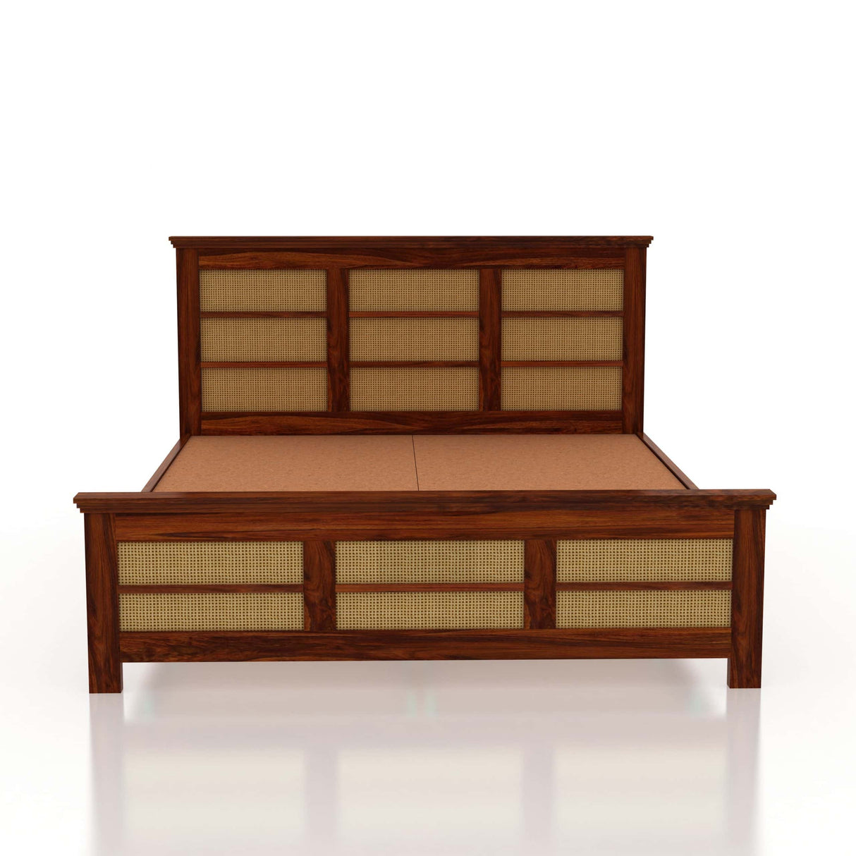 Syrus Solid Sheesham Wood Cane Bed - 1 Year Warranty