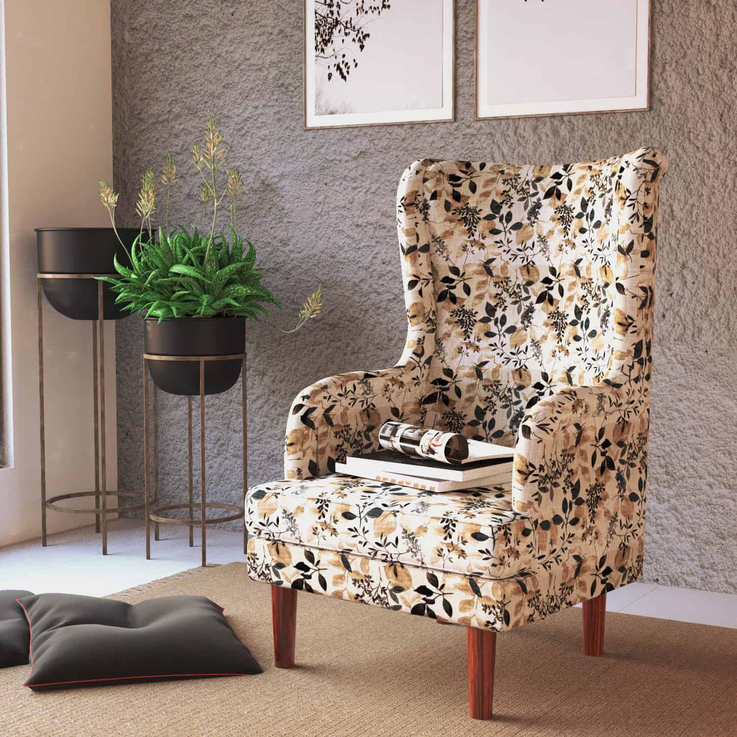 Goa Wing/Relax Sofa Chair With Wooden Legs - 1 Years Warranty