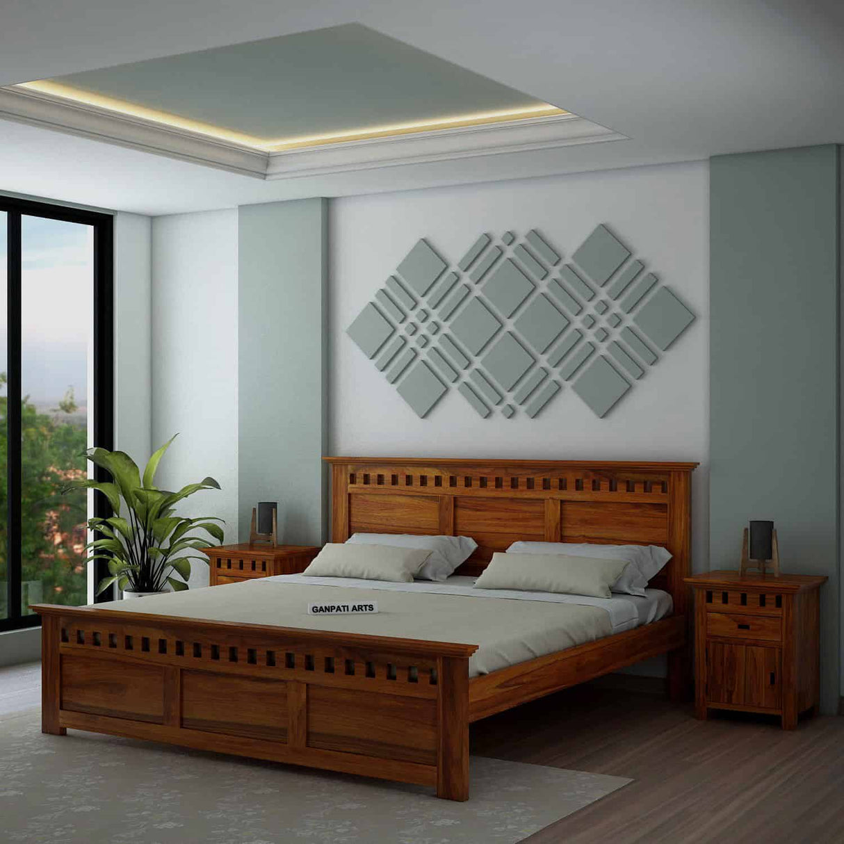 Armania Solid Sheesham Wood Bed Without Storage - 3 Years Warranty