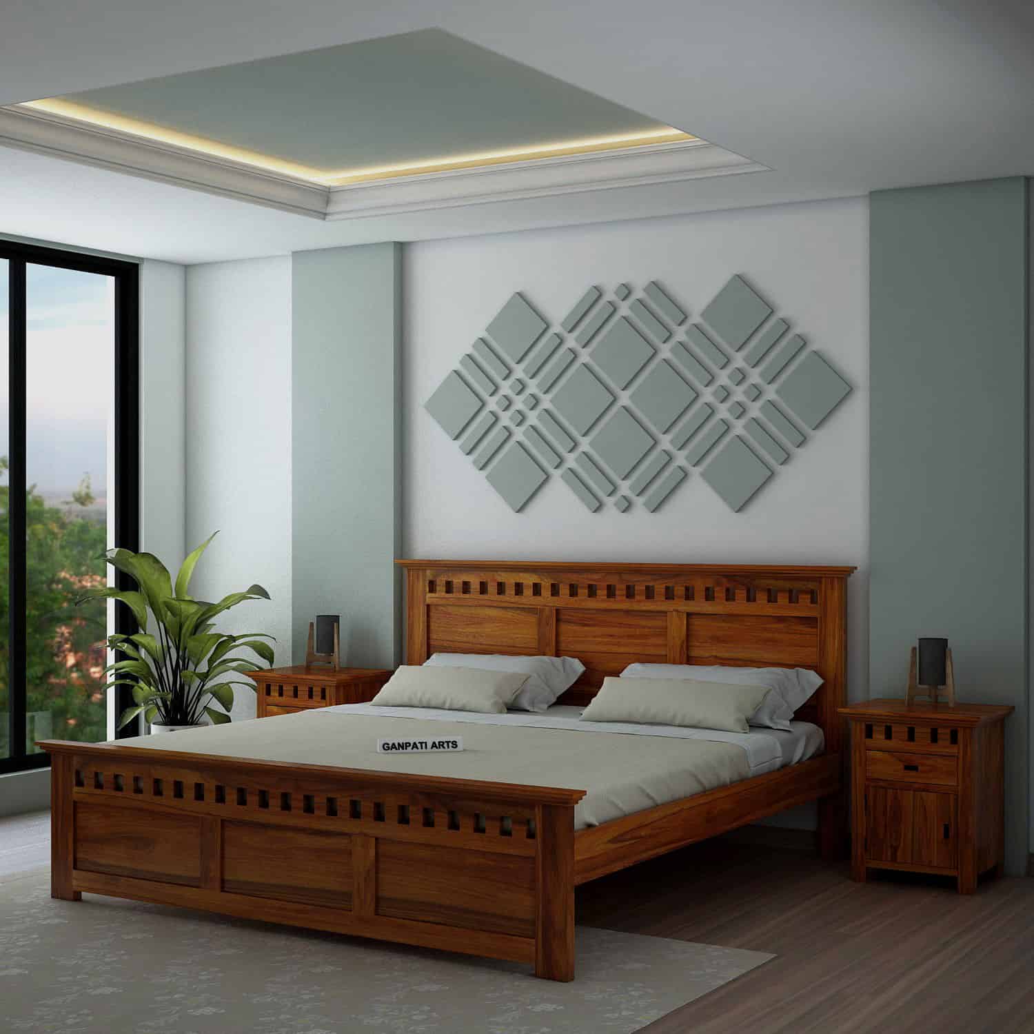 Armania Solid Sheesham Wood Bed Without Storage - 3 Years Warranty