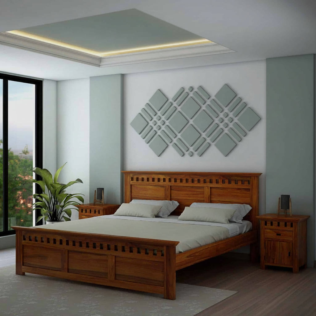 Armania Solid Sheesham Wood Bed Without Storage - 3 Years Warranty