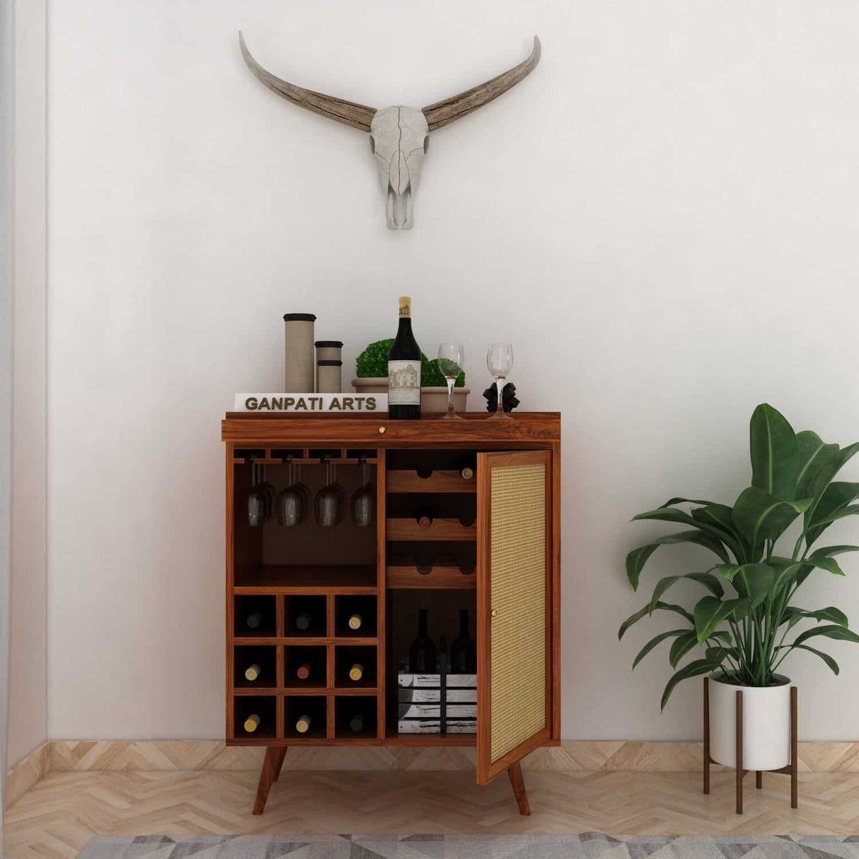 Syrus Solid Sheesham Wood Bar Unit - 3 Year Warranty