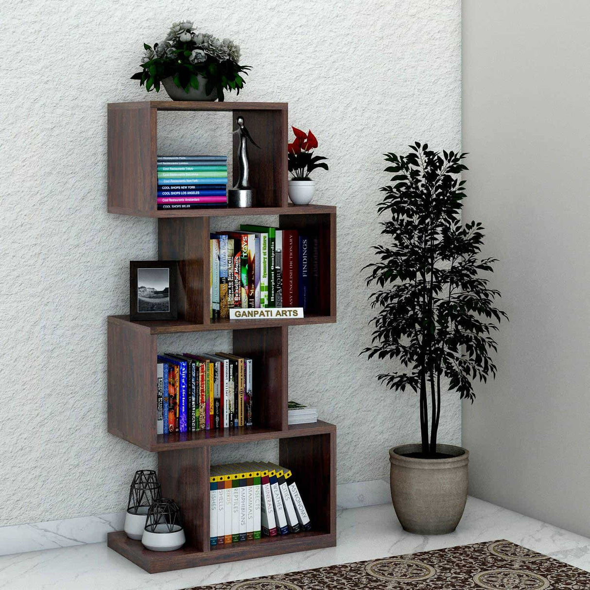 Strap Solid Sheesham Wood Bookshelf -  3 Years Warranty