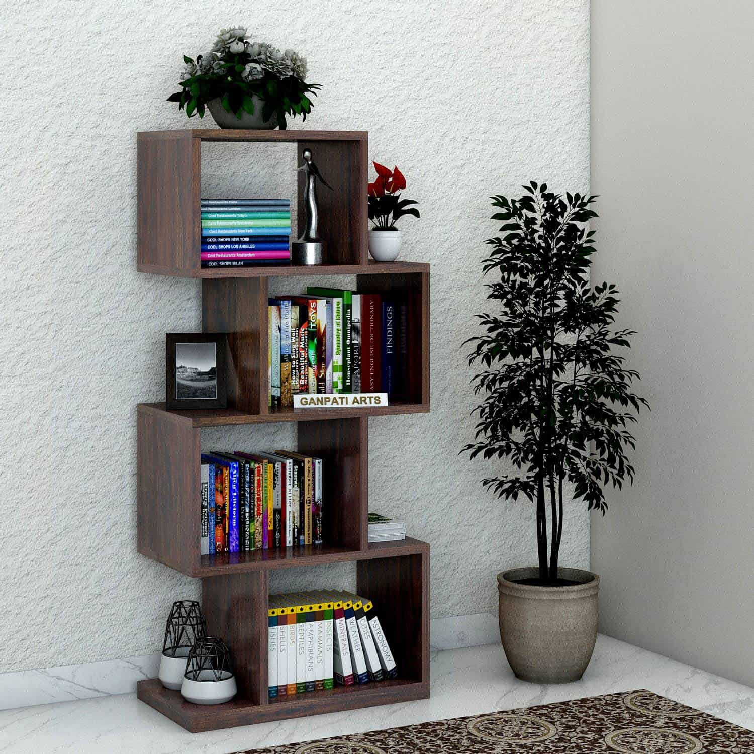 Strap Solid Sheesham Wood Bookshelf -  3 Years Warranty