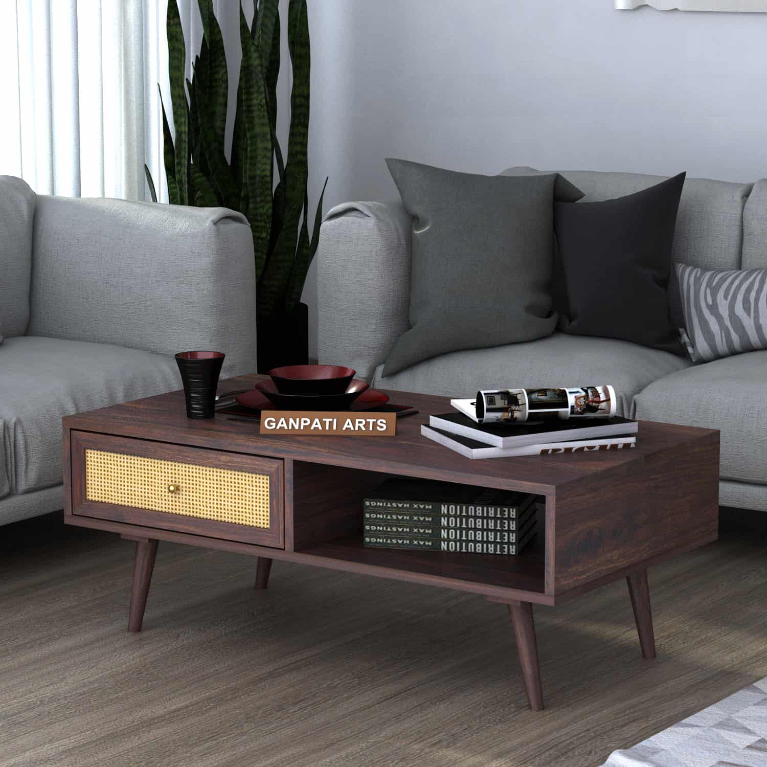 Syrus Solid Sheesham Wood Coffee Table With Drawer Storage - 3 Years Warranty