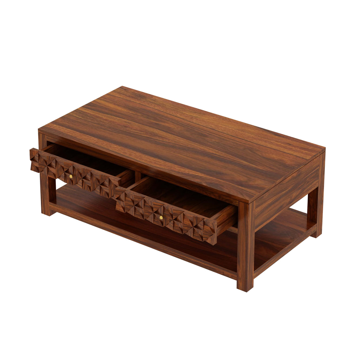 Raj Solid Wood Coffee Table With Two Drawer Storage - 1 Year Warranty