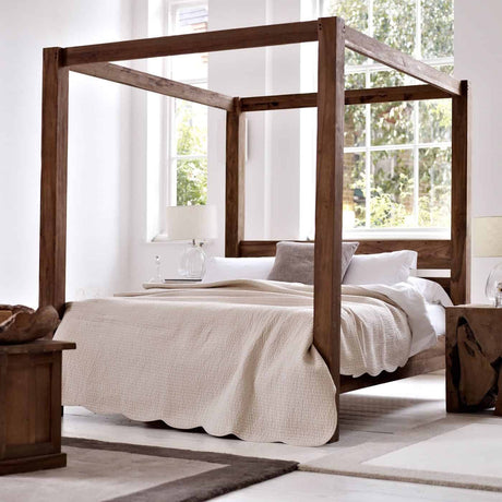 Crown Solid Sheesham Wood Poster Bed -1 Year Warranty