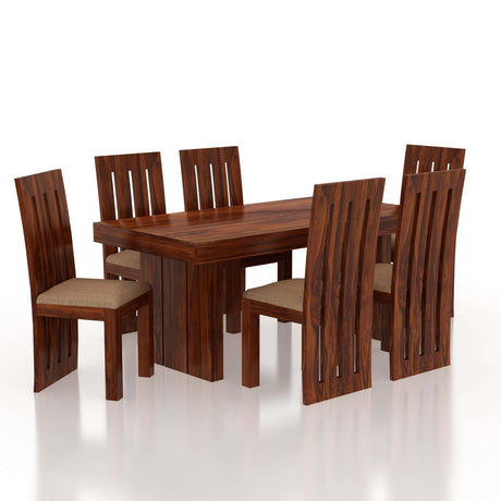 Maharaja Solid Sheesham Wood 6 Seater Dining Table Set - 1 Year Warranty