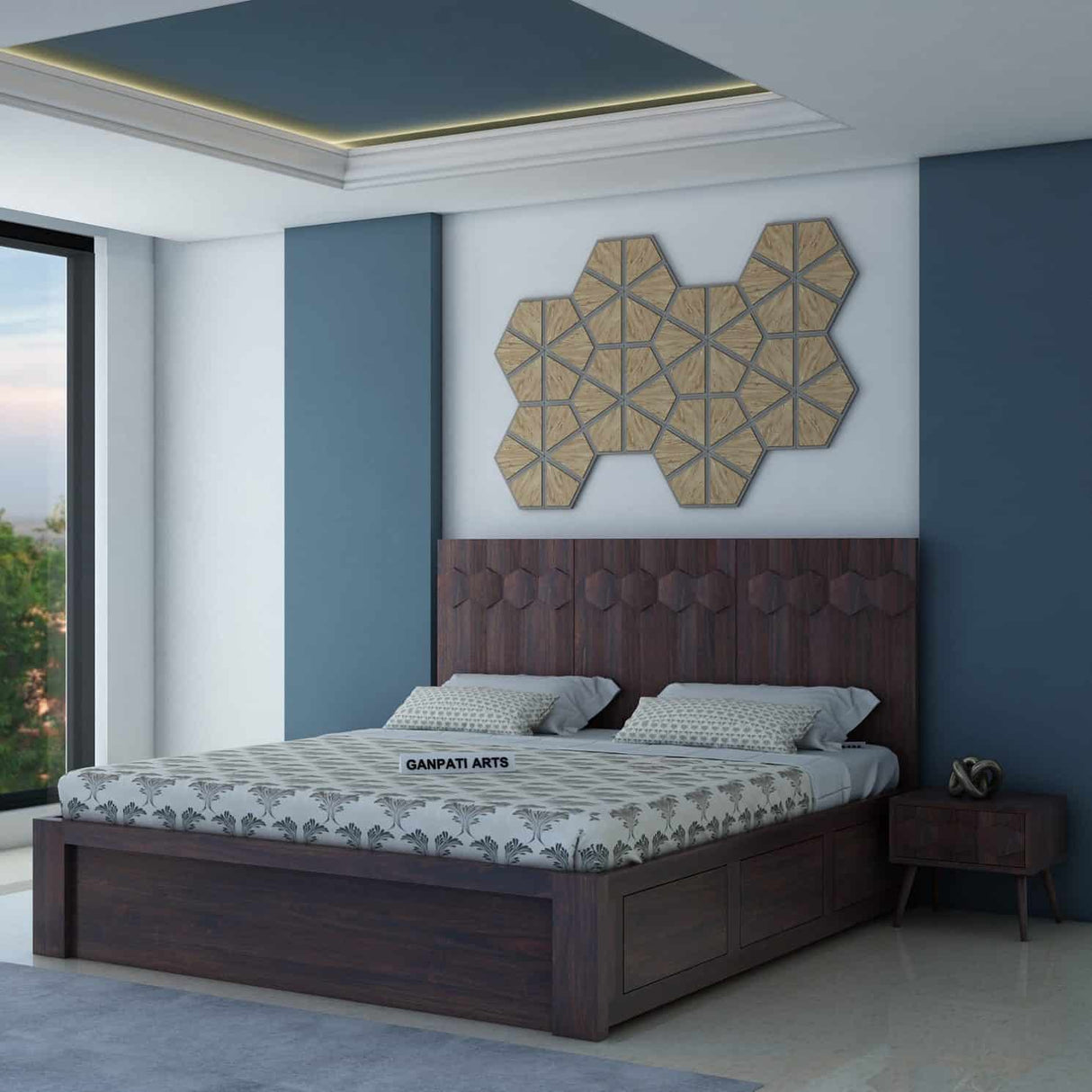 Hexa Solid Sheesham Wood Bed with Box Storage - 3 Years Warranty