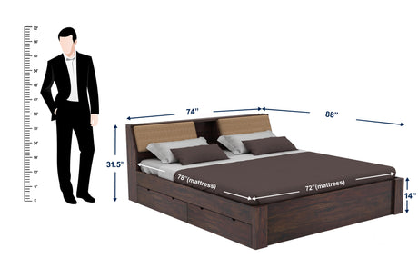 Mayor Solid Sheesham Wood Bed with Four Drawer Storage - 1 Year Warranty
