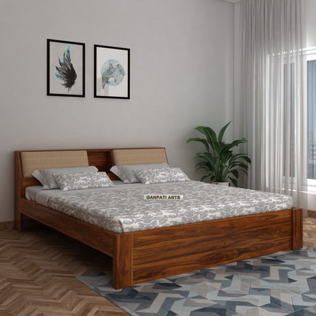 Mayor Solid Sheesham Wood Bed Without Storage - 1 Year Warranty