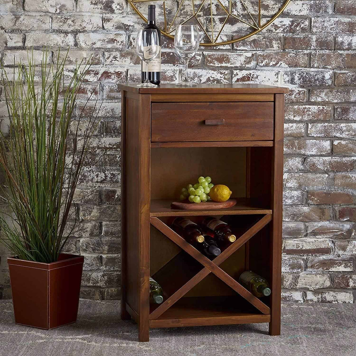 Spiky Solid Sheesham Wood Wine Display Unit - 3 Years Warranty