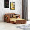 OSLO Solid Sheesham Wood Two Seater Sofa Cum Bed With Side Pocket - 1 Year Warranty