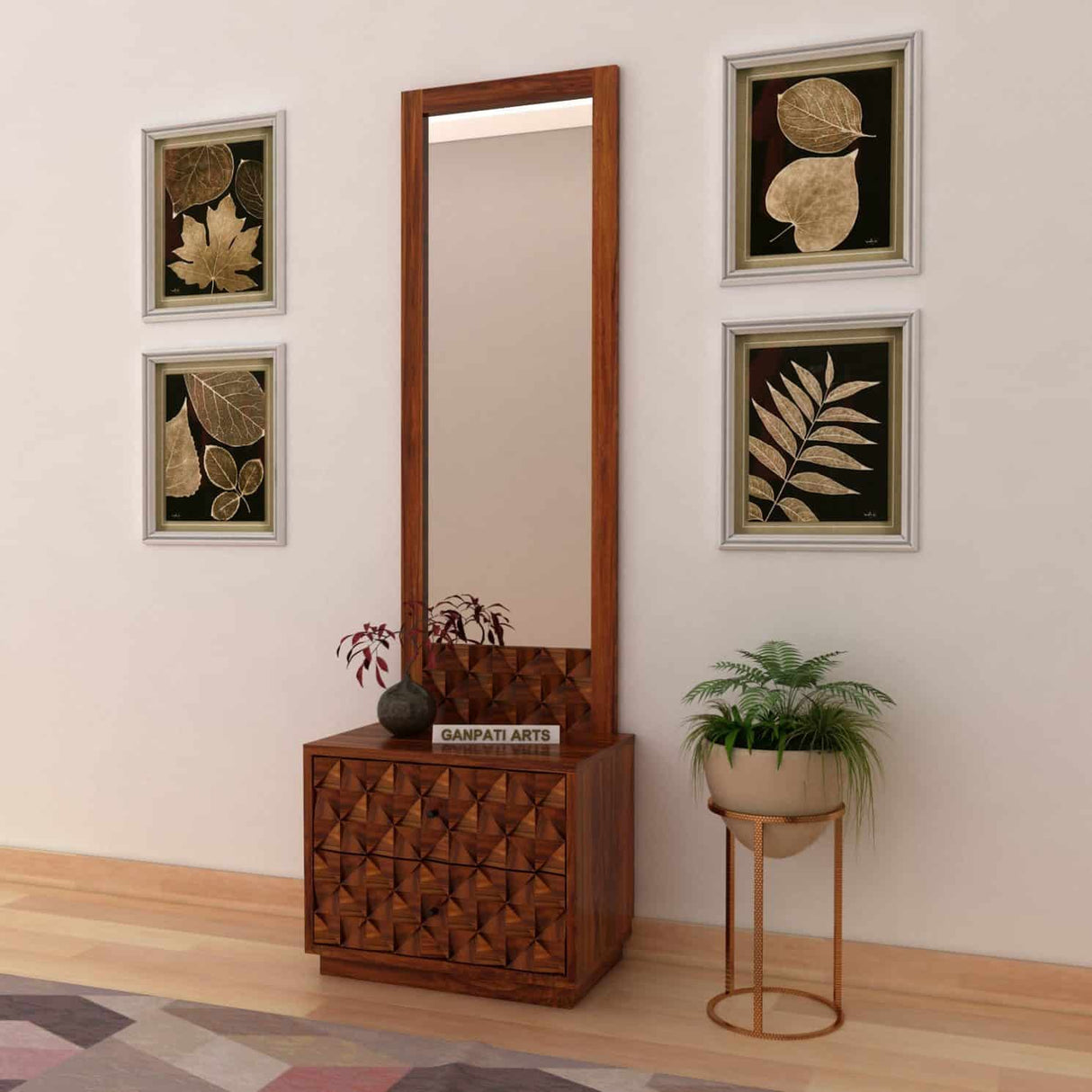 Raj Solid Sheesham Wood Dressing Table Mirror -  3 Years Warranty