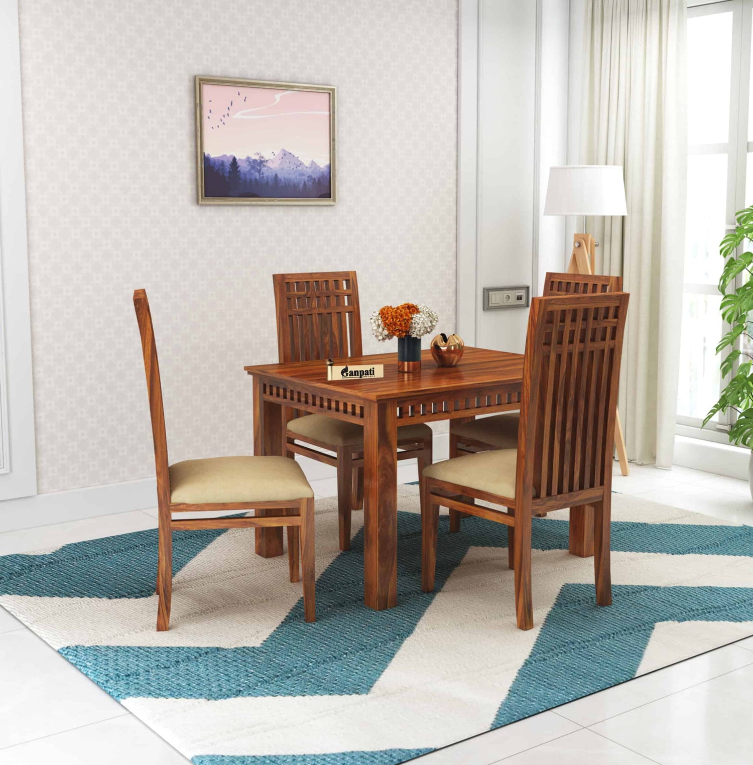 Armania Solid Sheesham Wood 4 Seater Dining Table Set - 3 Years Warranty