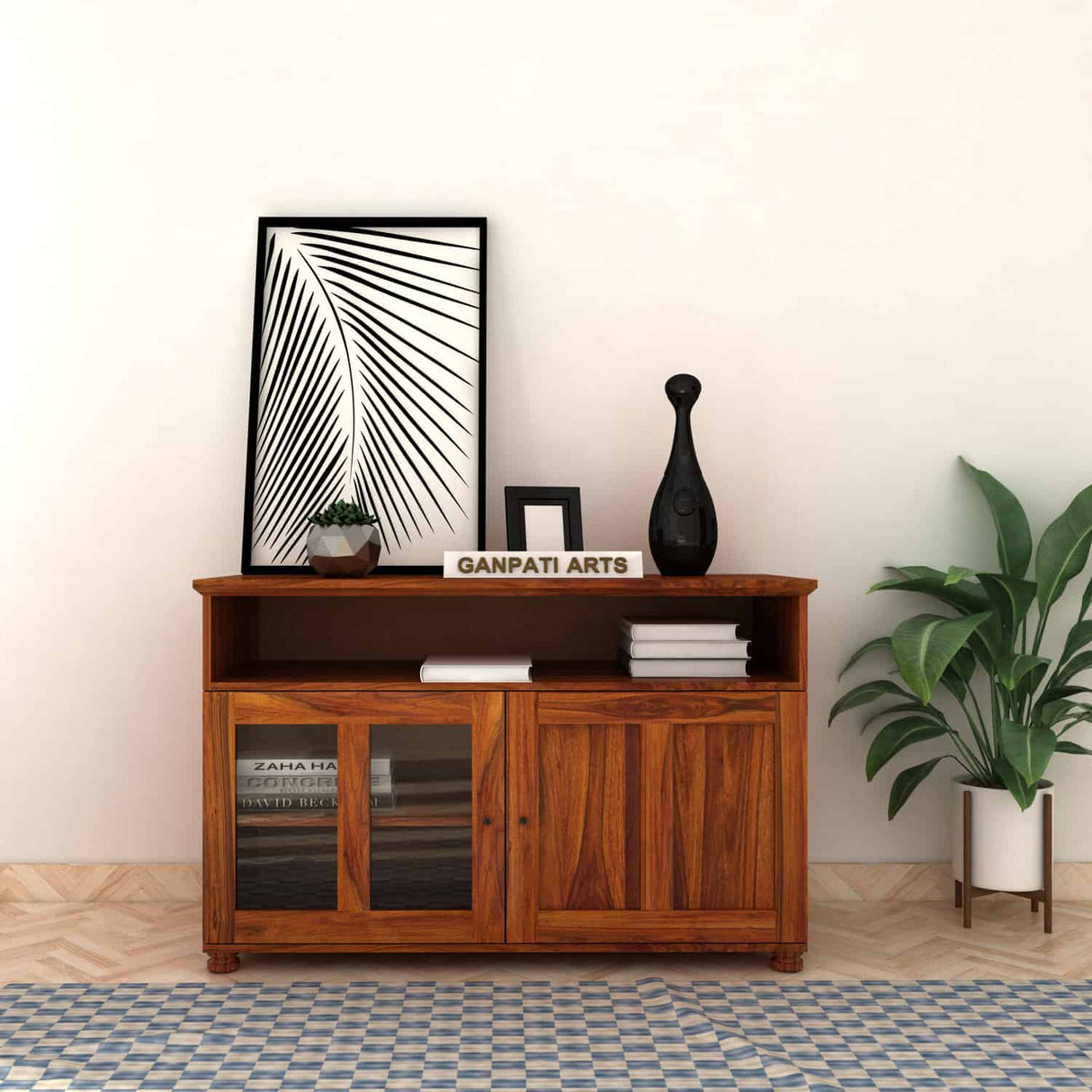 Fusion Solid Sheesham Wood Display Unit/Sideboard - 3 Years Warranty