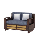 Syrus Solid Sheesham Wood 2 Seater Sofa With Side Pocket and Cane Design -1 Year Warranty