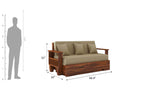 Maharaja Solid Sheesham Wood 3 Seater Sofa Cum Bed With Side Pockets - 1 Year Warranty