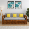 Oslo Solid Sheesham Wood 3 Seater Sofa With Side Pockets - 3 Years Warranty