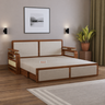 EDIN Solid Sheesham Wood 3 Seater Sofa Cum Bed With Upholstered Headboard and Brass Detailing - 3 Years Warranty