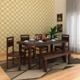 Jaipur Solid Sheesham Wood 6 Seater Dining Table Set - 3 Years Warranty