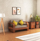 Crew Solid Sheesham Wood 2 Seater Sofa With Side Pocket - 3 Years Warranty