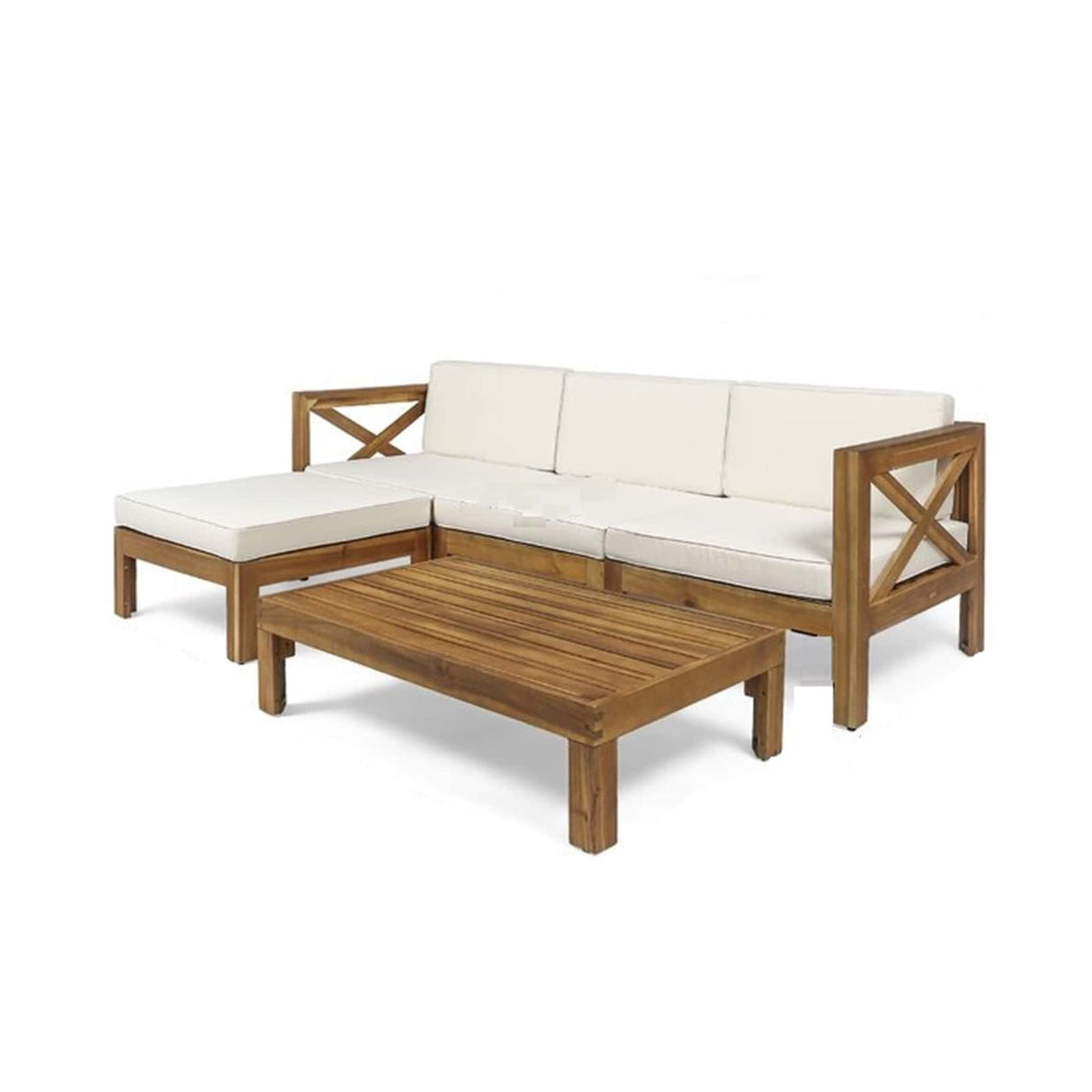 Corbin Solid Sheesham Wood Four Seater L-Shaped Sofa Set - 3 Years Warranty