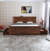 Armania Solid Sheesham Wood Bed With Two Drawer Storage - 3 Years Warranty
