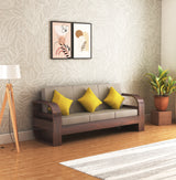 Crew Solid Sheesham Wood 3 Seater Sofa With Side Pocket - 3 Years Warranty