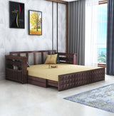 OSLO Solid Sheesham Wood 3 Seater Sofa Cum Bed With Mini Storage and Side Pockets - 3 Years Warranty