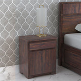 Scott Solid Sheesham Wood Bedside With Drawer and Door Storage - 3 years Warranty