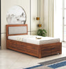 Euro Solid Sheesham Wood Single Bed With Box Storage - 3 Years Warranty