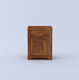 Trace Solid Sheesham Wood Bedside With Drawer and Door Storage - 3 Years Warranty