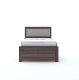 EURO Solid Sheesham Wood Single Bed With Upholstered Headboard - 3 Years Warranty