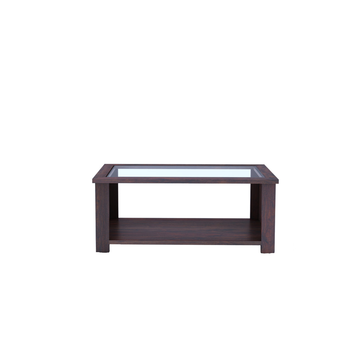 Maharaja Solid Sheesham Wood Coffee Table With Glass Top - 3 Years Warranty
