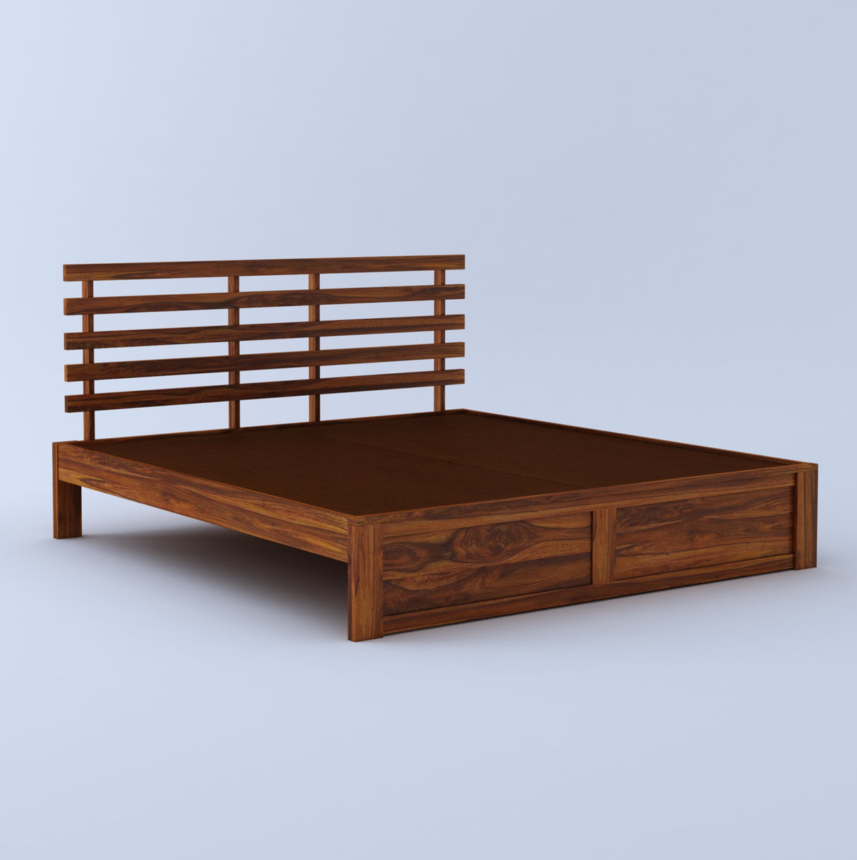 Strap Solid Sheesham Wood Bed With Two Drawer Storage - 3 Years Warranty