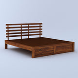 Strap Solid Sheesham Wood Bed With Two Drawer Storage - 3 Years Warranty