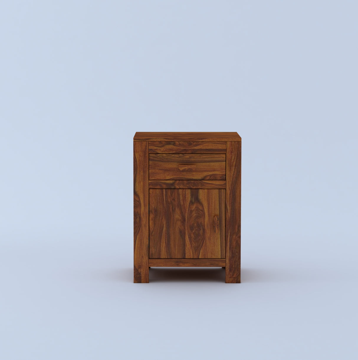 Akon Solid Sheesham Wood Bedside With Drawer and Door Storage - 3 Years Warranty