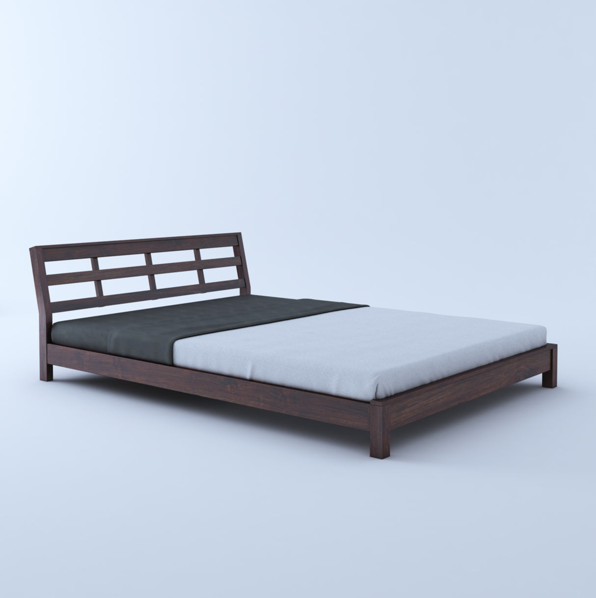 LATIN New Low Height Solid Sheesham Wood Bed Without Storage - 3 Years Warranty