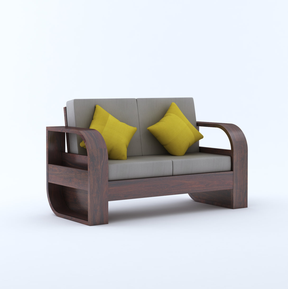 Crew Solid Sheesham Wood 2 Seater Sofa With Side Pocket - 3 Years Warranty