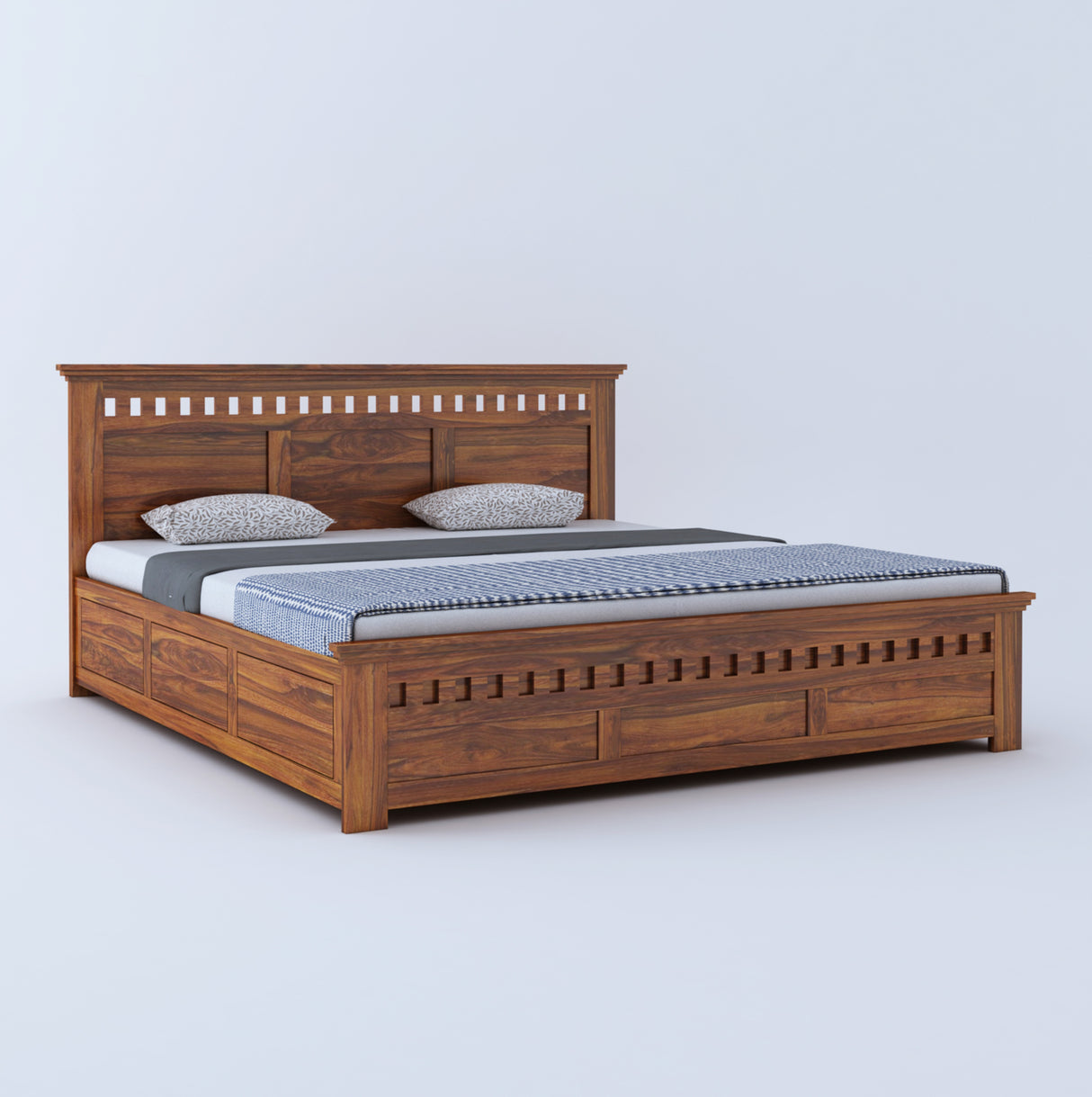 Armania Solid Sheesham Wood Hydraulic Storage Bed - 3 Years Warranty