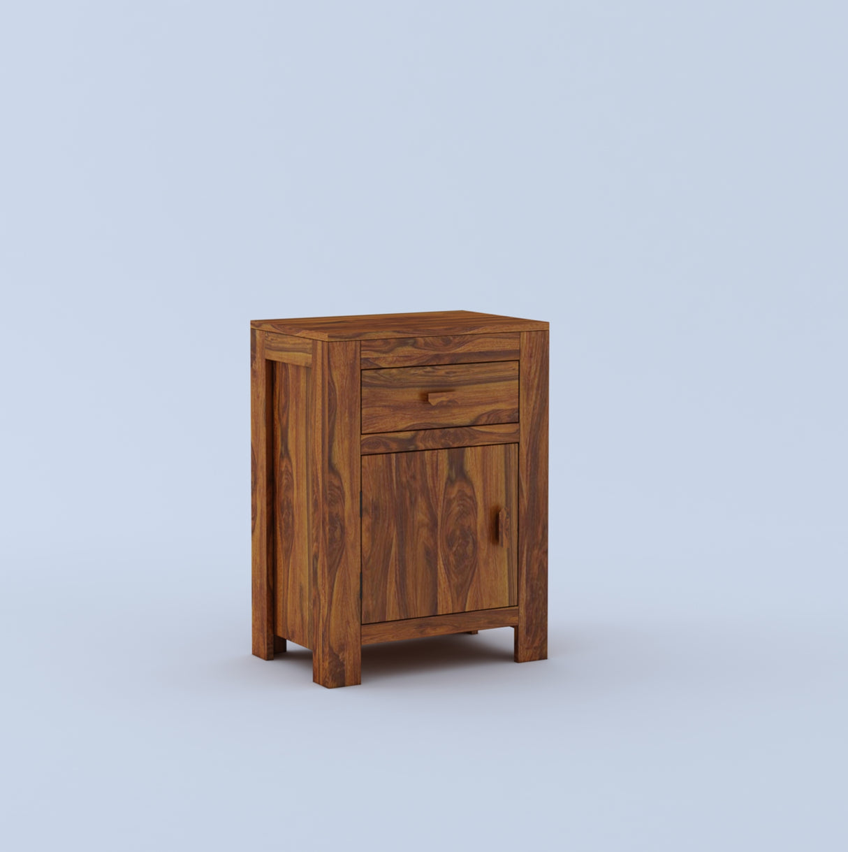 Akon Solid Sheesham Wood Bedside With Drawer and Door Storage - 3 Years Warranty