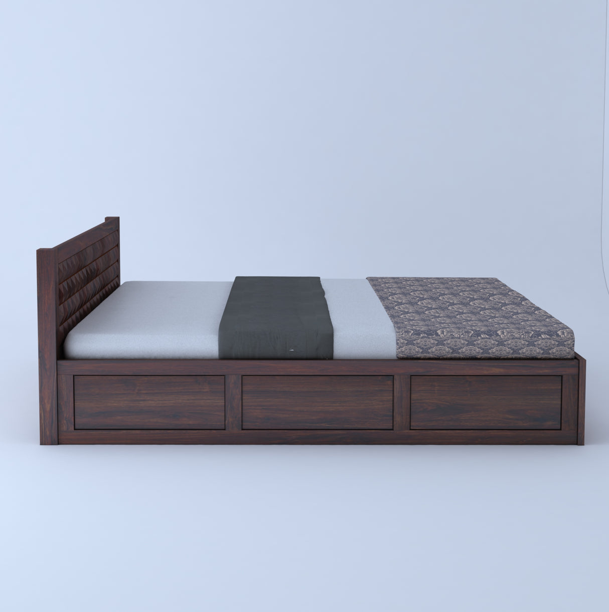 Oslo Diamond Solid Sheesham Wood Hydraulic Storage Bed - 3 Years Warranty