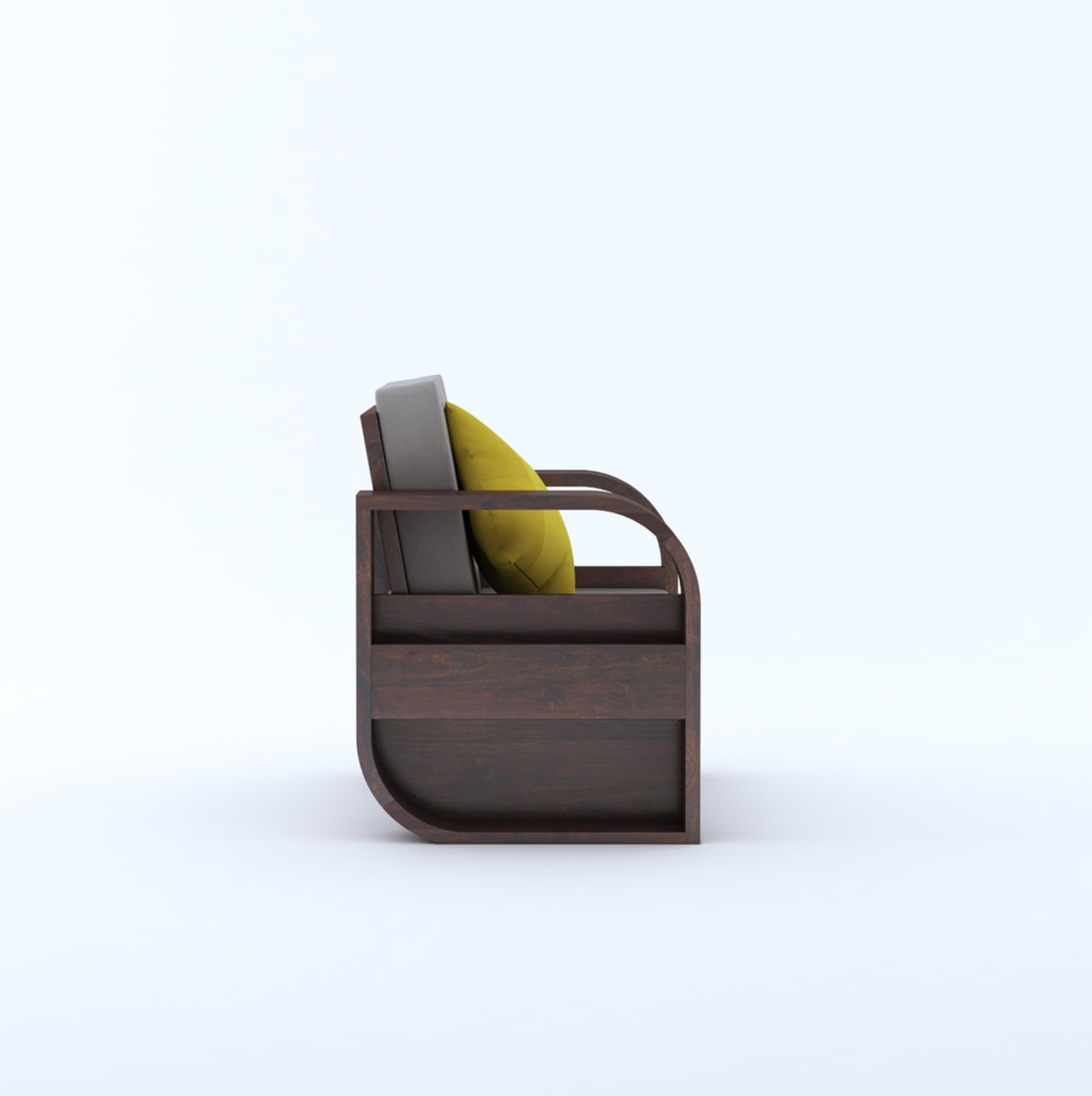 Crew Solid Sheesham Wood Single Seater Sofa With Side Pocket - 3 Years Warranty