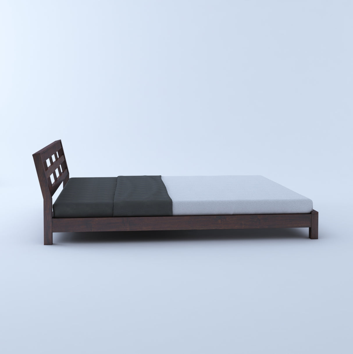 LATIN New Low Height Solid Sheesham Wood Bed Without Storage - 3 Years Warranty