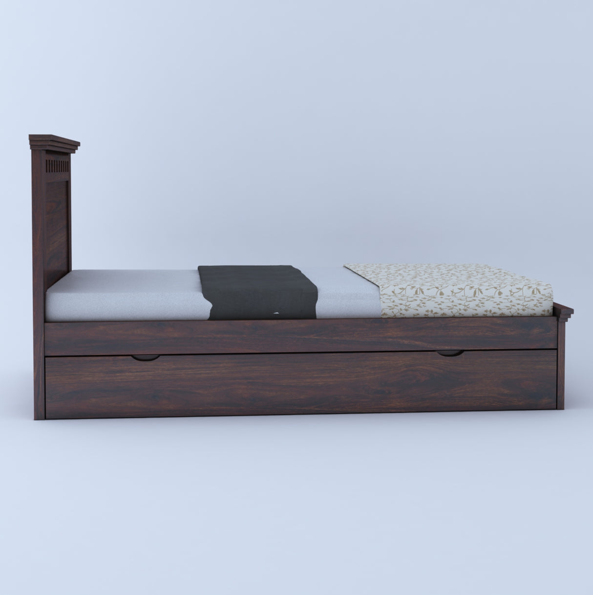 Armania Solid Sheesham Wood Single Trundle Bed With Storage - 3 Years Warranty