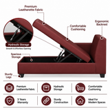 Mayor Leatherette Fabric LHS Lounger With Hydraulic Storage In Maroon Color
