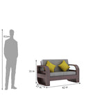 Crew Solid Sheesham Wood 2 Seater Sofa With Side Pocket - 3 Years Warranty